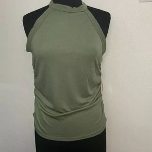 8-14 Jennifer Lopez green halter top shirt ruching XL NWT